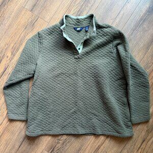 Lands' End Women's Quilted 1/4 Snap Pullover Size Medium Forest Green